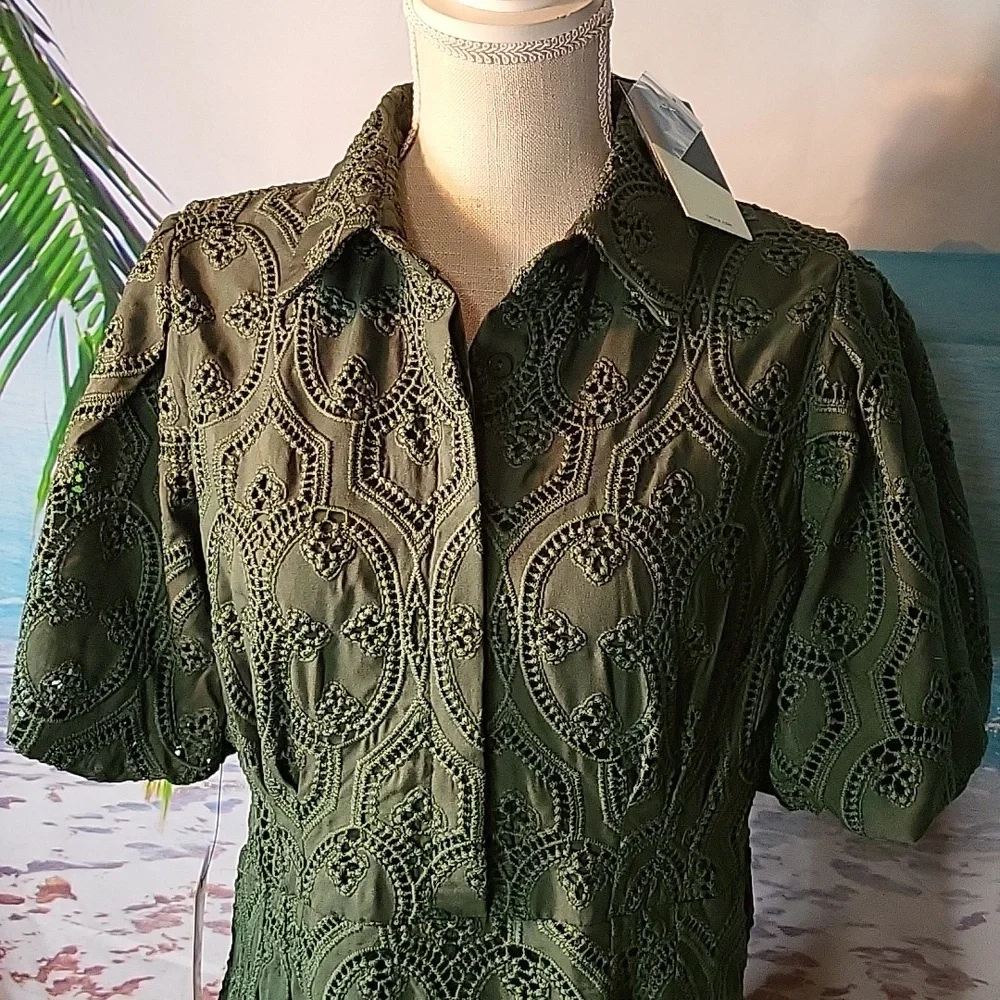 Tuckernuck Green Eyelet Midi Dress - Picture 4 of 9